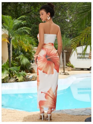 Milumia Women's Floral Strapless Bodycon Maxi Dress Summer Tube Top Dresses2