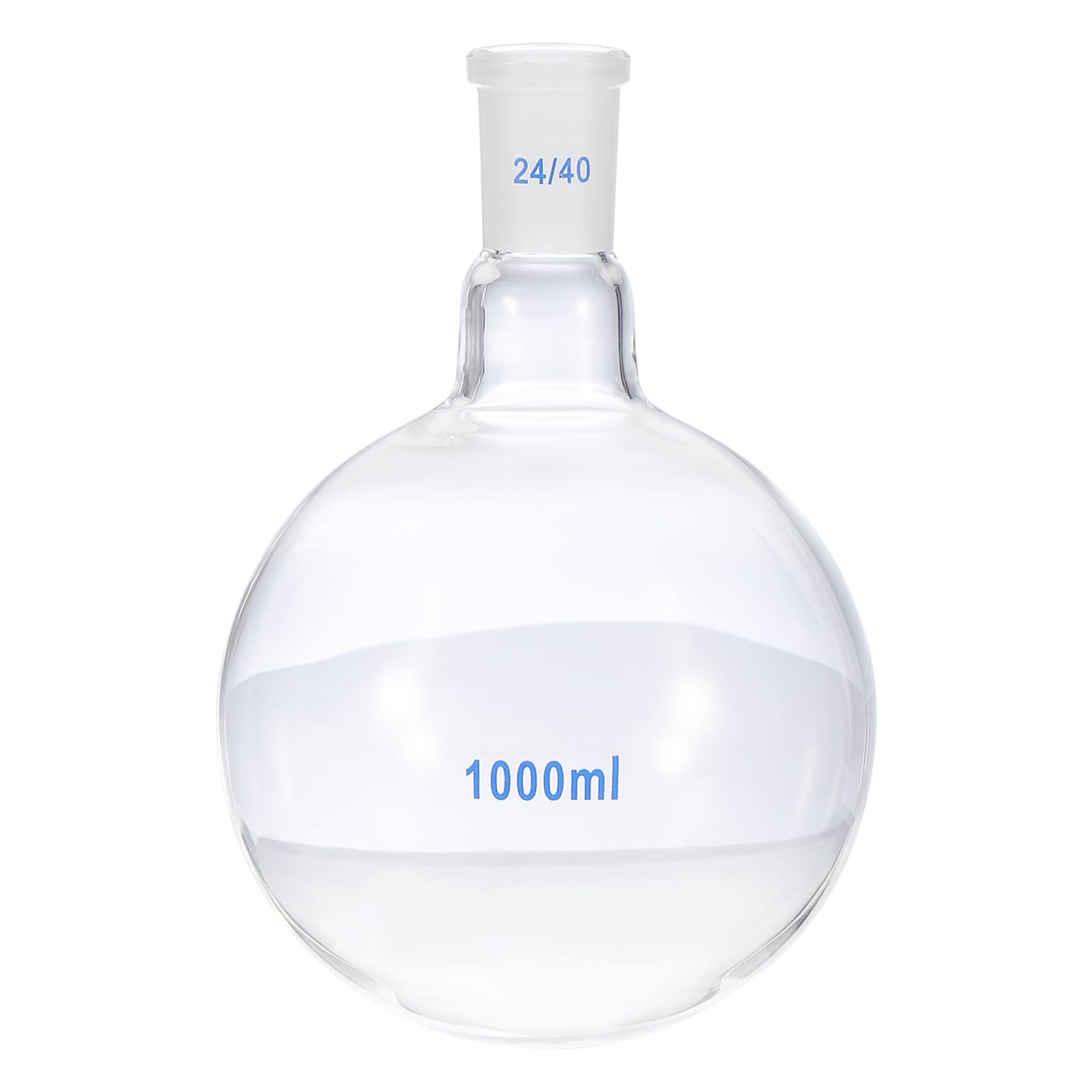 PATIKIL Pallone Da Laboratorio 1000ml In Vetro Borosilicato 3.3 A Collo Singolo A Fondo Tondo Con Giunto Standard Smerigliato 24/40 Per Laboratorio, Trasparente