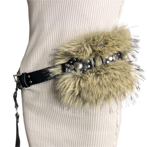 Ceinture Y2K vintage punk en peluche avec boucle ajustable mode femmes