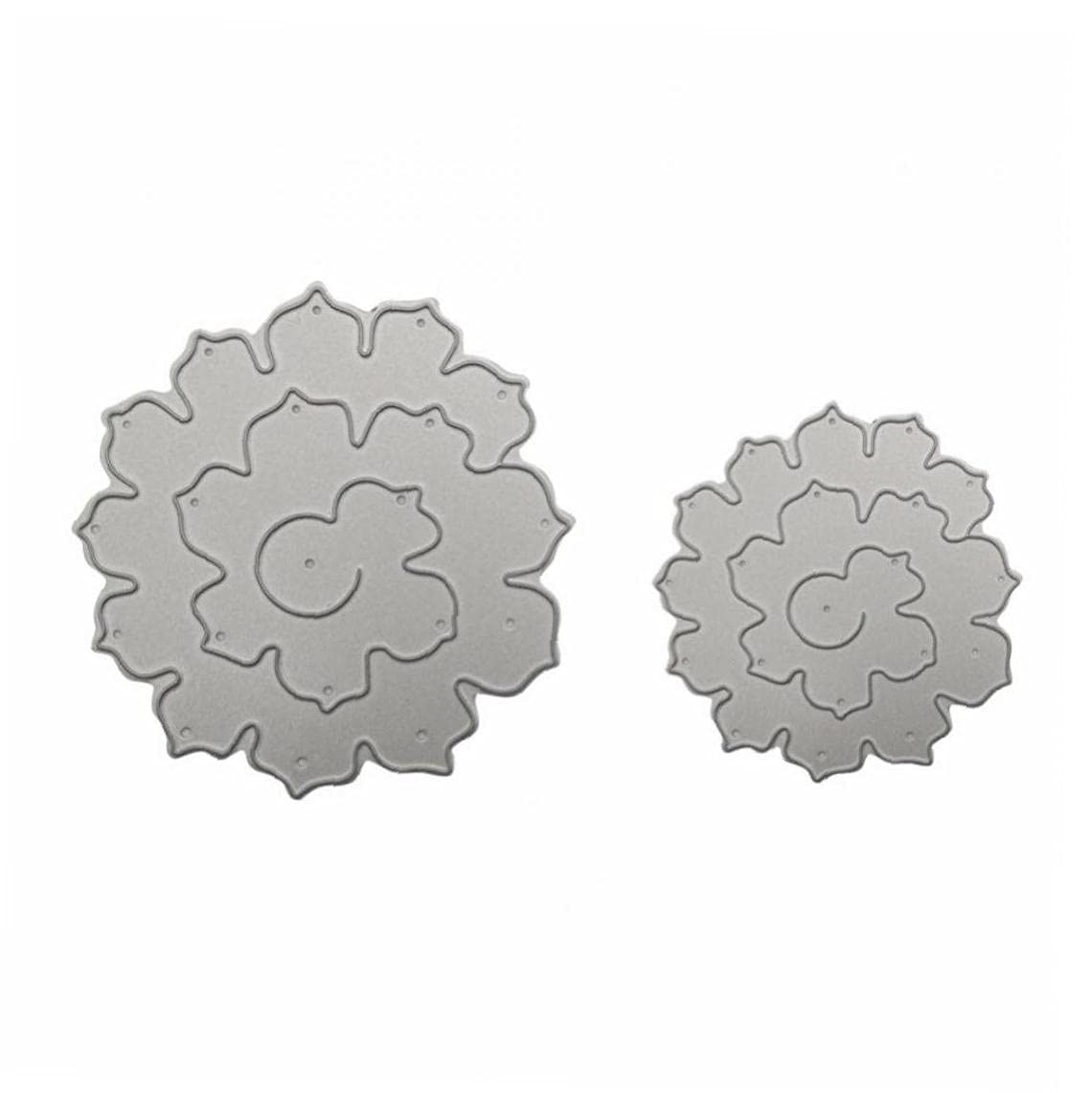 Ruluti 2Pc 3D Rose Flower Frame Craft Metal Cutting Die Stencil For Diy Scrapbooking Photo Album Paper Card Making Decorative