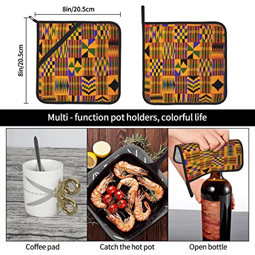 African Tribal Ethnic Texture 2 Pack Pot Holders For Kitchen Heat Resistant Pot Holders Sets Oven Hot Pads Pot Holders For Cooking Baking (8 * 8 Inches) #TOP7