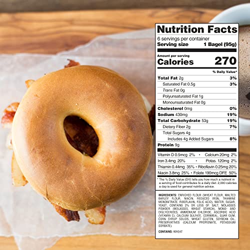 Toufayan Plain Bagels | High Protein | Vegan (2 Pack, 12 Bagels Total)