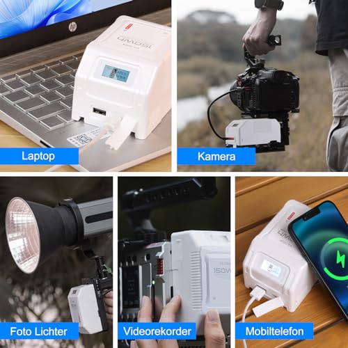 Miniatura 9 de Viltrox Bp-V150 Mini V Mount Batería 10050mah Batería V Lock Con Pantalla Lcd,Dual D-Tap Usb Salida 150wh 14.8v,Blanco V Mount Mini Lock Battery Para Cámaras,Videocámaras,Luce Led,Monitores Smartphone
