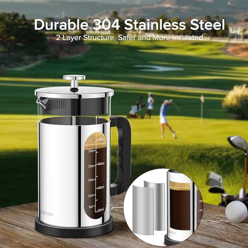 Quqiyso HT01 French Press Coffee Maker, 304 Stainless Steel Cold Brew Coffee Maker thumb #2