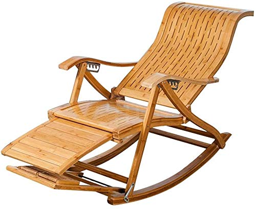 Tumbona reclinable de bambú: relax total con reposapiés retráctil y fácil plegado