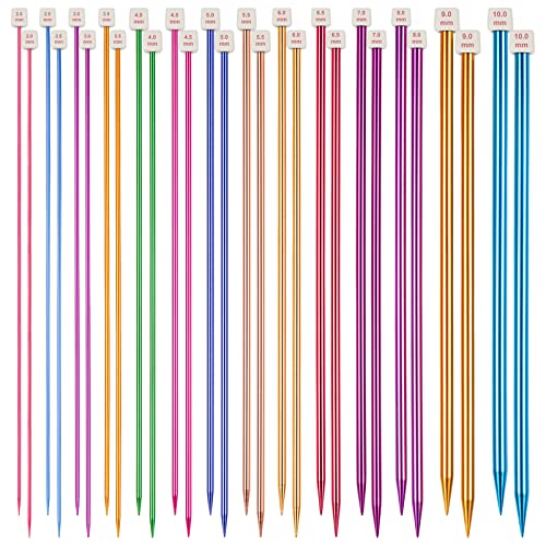 Aelike Aluminium Knitting Needles Set, 2mm-10mm, 35cm Long