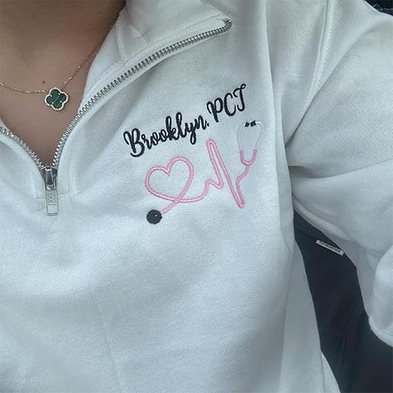 Personalized Nurse Quarter Zip Sweatshirt, Custom Embroidered Nurse Sweatshirt, RN Sweatshirts Gift for Nurses Multicolor2