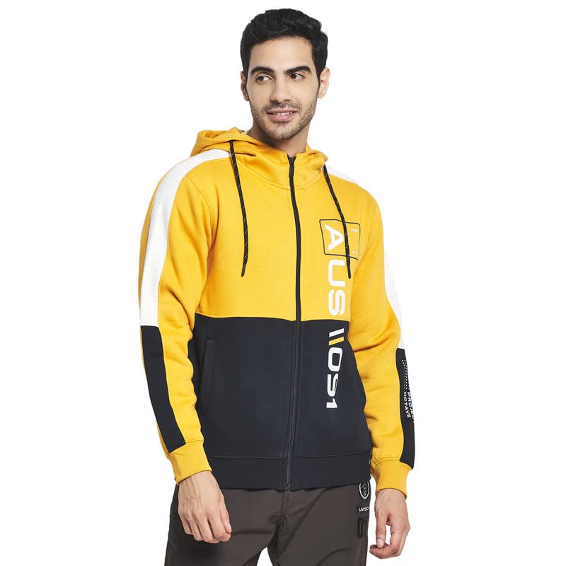 Octave Men Yellow Colourblocked Hooded Sweatshirt : Amazon.in: Fashion
