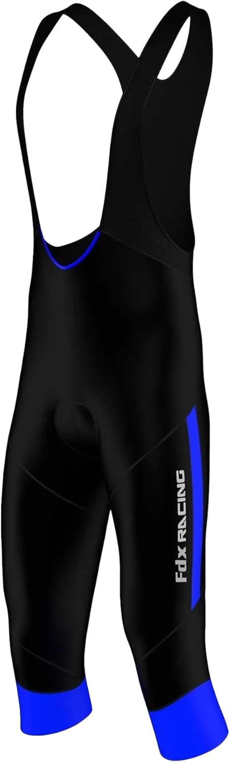 FDX Lange fietsbroek voor heren - 3D Gel zeem gewatteerde fietsslabbetjes, ademend, sneldrogende zomerfietsbroek met 2 zijzakken, racefiets, MTB- kleding voor buitenfietsen
