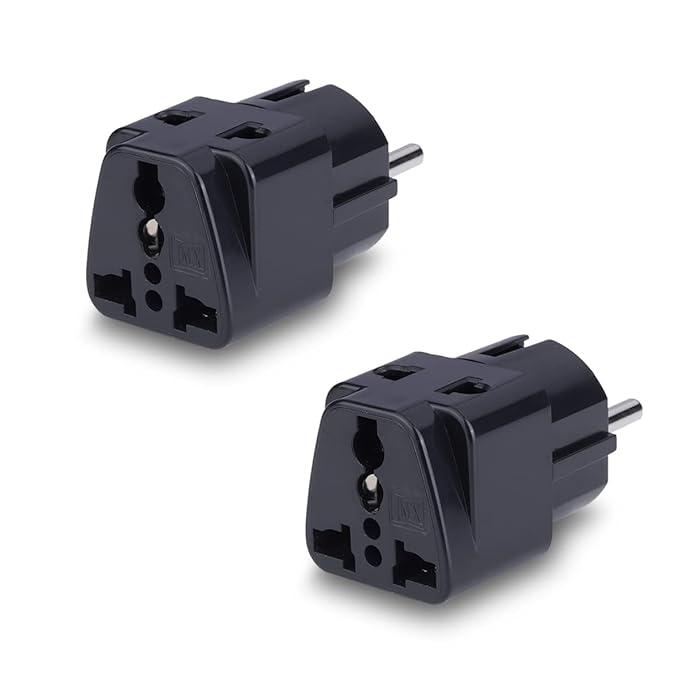 MX Europe Travel Adapter, India to Europe (Schuko) Plug- 2 Way 3 Pin ...