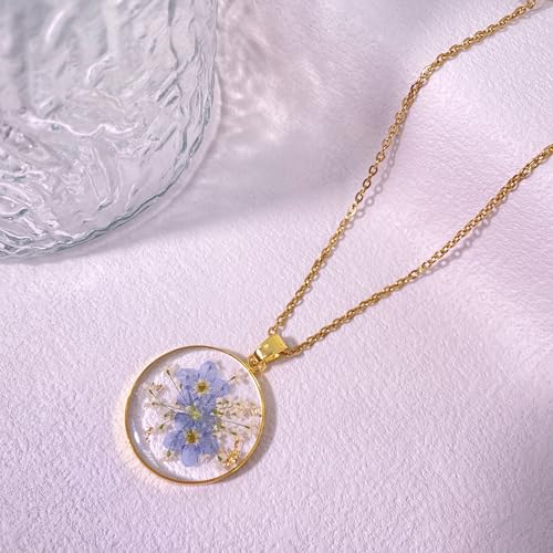 Miscarriage Gifts for Mothers, Forget Me Not Pressed Flowers Necklace, Baby Loss Grief Sympathy Gift for Women, Child Loss Memorial Gifts Jewelry3
