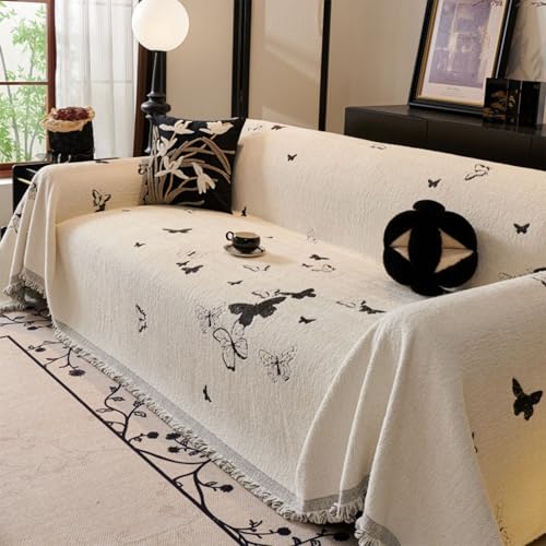 Jeté de canapé chenille style français vintage 180x230cm housse lavable - 2