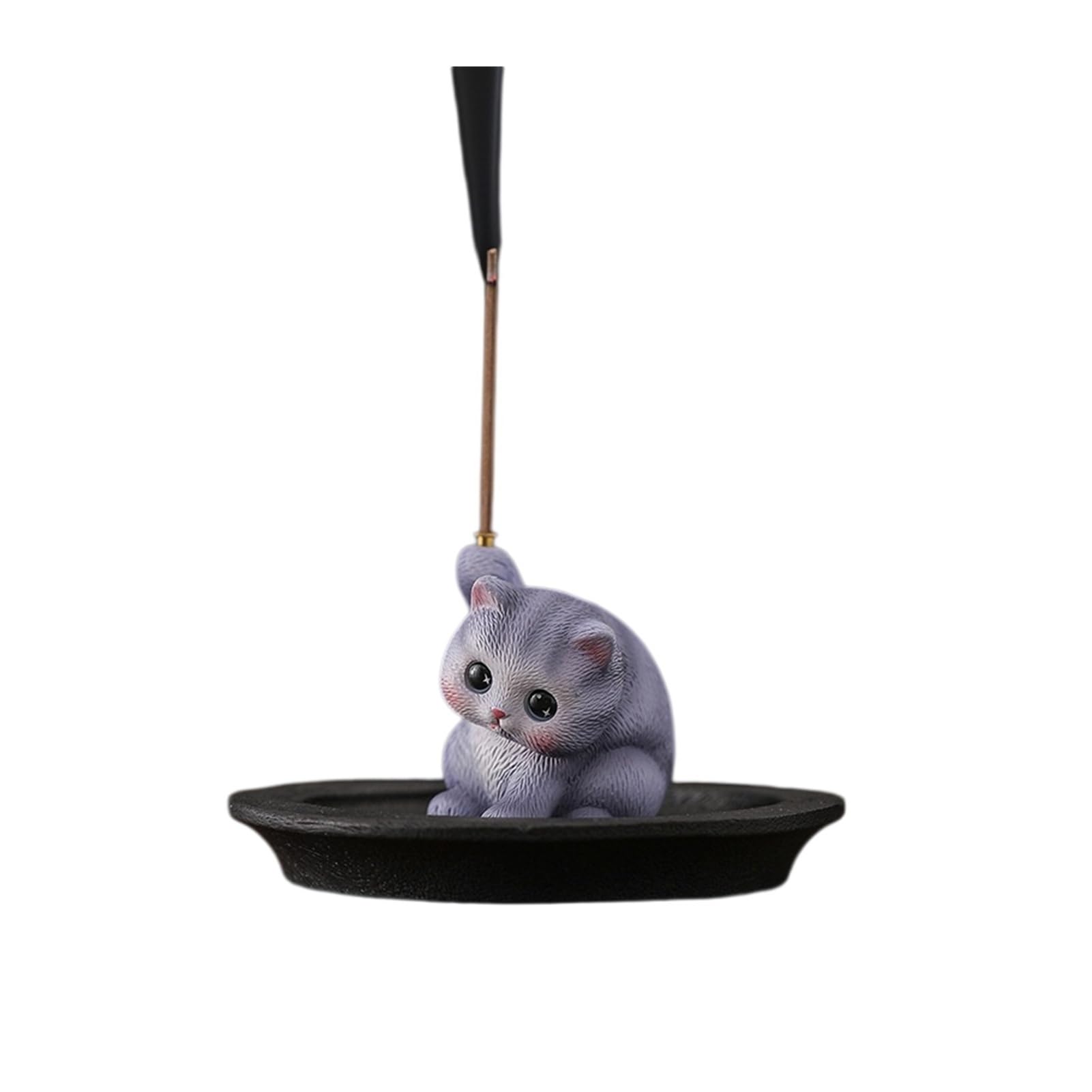 Huolimxun Cat Incense Holder Statue - Resin Kitten Incense Burner Ornament For Home And Coffee Table(Blue Kung Fu Cat+Chassis)