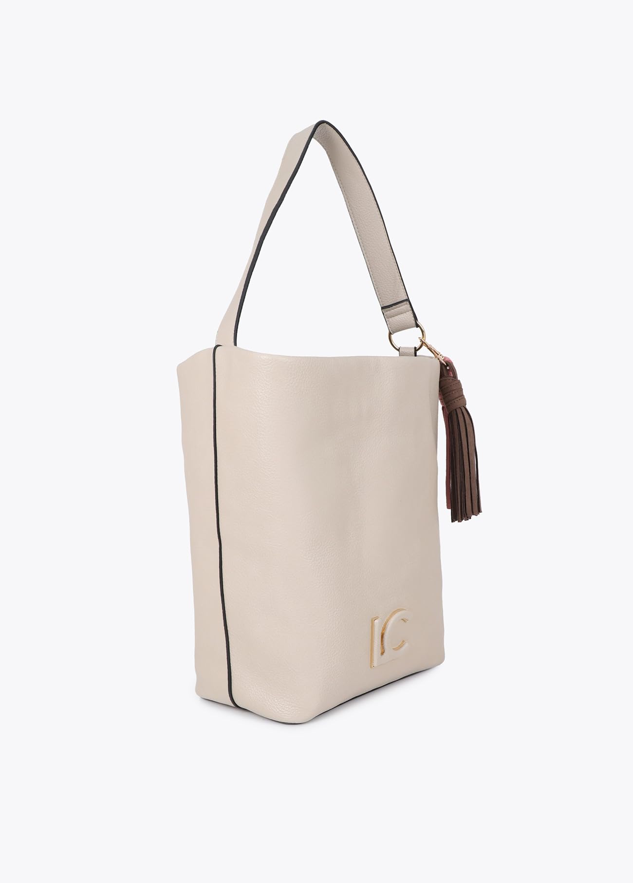 LOLA CASADEMUNT Shopper efecto piel con pompones a contraste