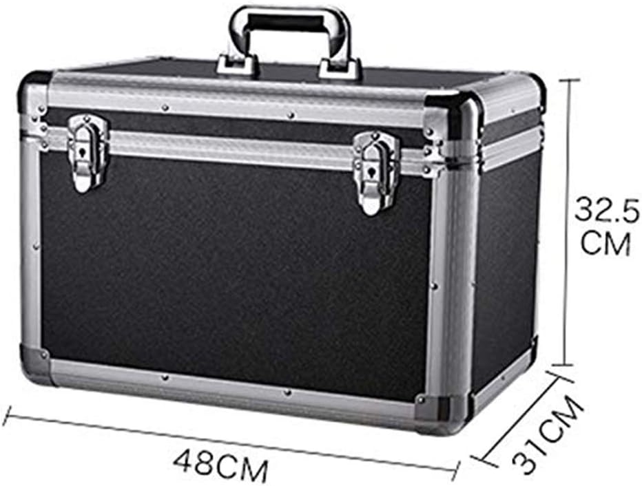Portable First Aid Box Aluminum Alloy Diagnosis Lockable 2 Layer Case kit Bag Large Adjustable Shoulder Strap 48x31x32.5 cm