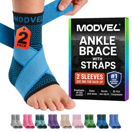 Image of Modvel Foot & Ankle Brace Socks with Adjustable Support Strap - Compression Sleeve for Sprained Ankle, Plantar Fasciitis Relief Tendonitis & Arthritis, Stabilizing Foot & Ankle Support for Women & Men