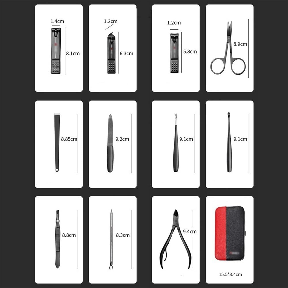 Manicure, pedicure Kit, 11-częściowy zestaw obcinaczy do paznokci, zestaw do manicure, zestaw do pielęgnacji paznokci ze stali nierdzewnej, przenośny zestaw obcinacza do paznokci i