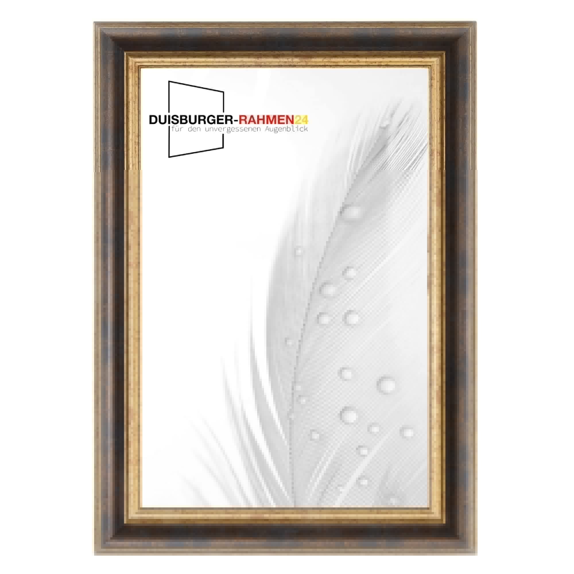 DR24 N°46 - Cornice portafoto barocco 24 x 33 cm, in legno | bronzo oro | retro vintage antico telaio barocco con vetro sintetico infrangibile e antiriflesso e ganci in metallo