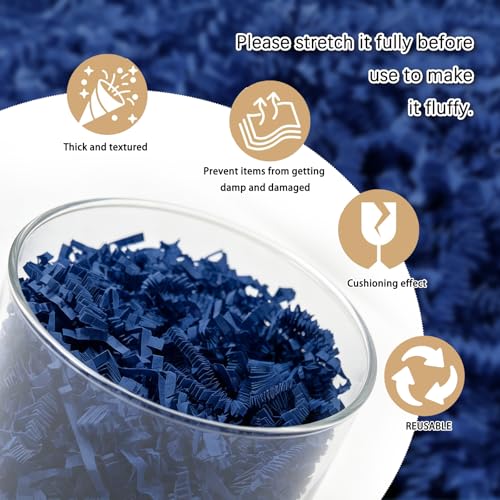 Image of 1 /2LB Royal Blue Crinkle Cut Paper Shred Filler Great for Gift Wrapping, Light Royal Blue Basket Fillers, Birthday, Gift Wrapping, Halloween Thanksgiving Christmas Party Decor Filling Supplies