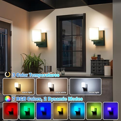 Image of Battery Operated Wall Sconce Set Of 2, 10000mAh Wireless Rechargeable Wall Sconce With Remote Control, RGB Dimmable Bathroom Light Fixtures With Double Clear Glass Shade For Mirror Bedroom Living Room