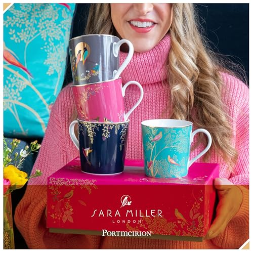 Portmeirion x Sara Miller London Set of 4 Assorted Mugs - Elegant Fine China Tea and Coffee Cups with 22-Carat Gold Detailing, Chelsea Collection, Gift Boxed, A Timeless Blend of Style and Quality - Image 5