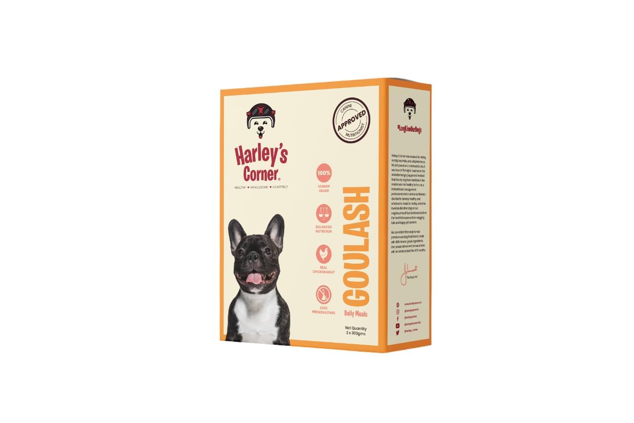 Harleys Corner Goulash Meal - Complete Dog Food with Chicken, Millets & Vegetables (300g) | Low-Fat, Supports Digestion, Immunity & Bone Growth | Rich in B Vitamins (Pack of 1) (B0DCK5HNHH) Amazon Price History, Amazon Price Tracker