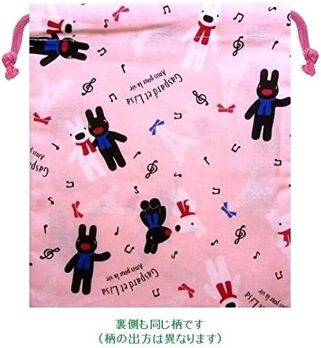 Amazon Co Jp キャラクター 巾着袋 リサとガスパール 中サイズ メーカー表記ｓ 音符 ピンク ファッション