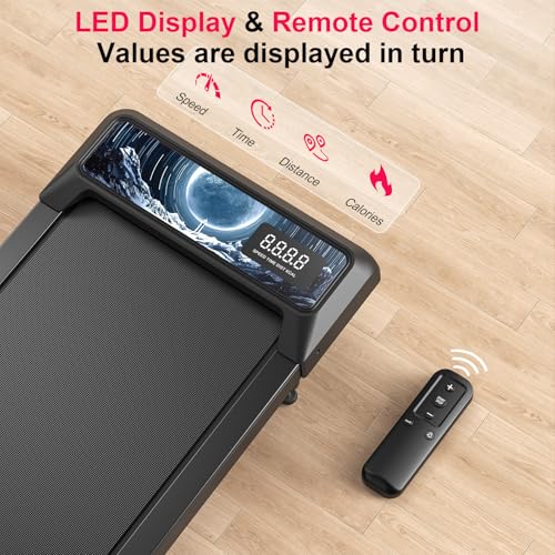 Image of Walking Mat Pad With Incline and Handle Bar, Treadmill with Handles, 4 in 1 Under Desk Treadmill, 2.5HP Low Noise Compact Treadmills Small Space with Remote Control,Portable Treadmills for Home Office