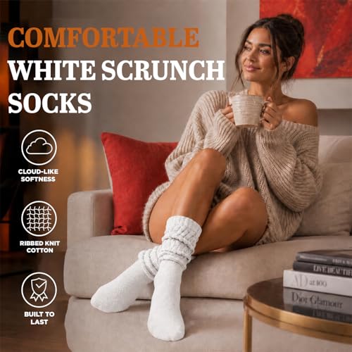 Image of Yacht & Smith 6 Pairs Women's Scrunched Slouch Socks, Cotton Boot Socks Bulk Pack for Everyday Comfort & Style, Size 9-11