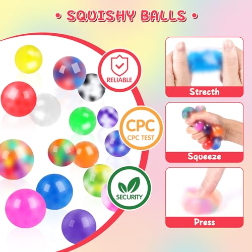 BESNEL 160 Pack Stress Balls for Adults, Bulk Squishy Ball, Stress Balls Set, Anti-Anxiety Easter Stress Relief Fidget Balls by BESNEL - Image 4
