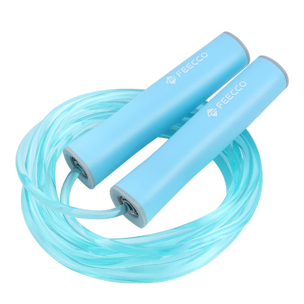 FEECCO Jump Rope for Kids, Pink and Blue Colored Jump Ropes for Girls and Boys 3~12 Years Old, with Adjustable Length Rope and Skin Friendly Silicone Handles