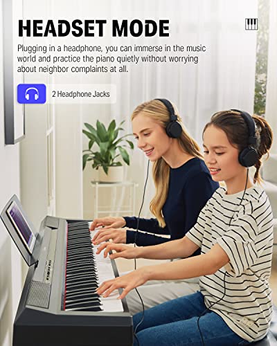 Donner Piano Numérique électrique 88 Touches Semi-lestées, Compact Clavier Touches lourdes Fullsize pour Débutant avec… - Les Beatles, Paul McCartney, John Lennon, RIngo Starr, George Harrison Donner Piano Numérique électrique 88 Touches Semi-lestées, Compact Clavier Touches lourdes Fullsize pour Débutant avec… – Image 6