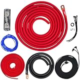 Sky High Car Audio E-Series Amplifier Wiring Kit 1/0 & 4 Gauge CCA Amp Install Kit with Power Wire, Ground, RCA & Fuse Multiple Colors