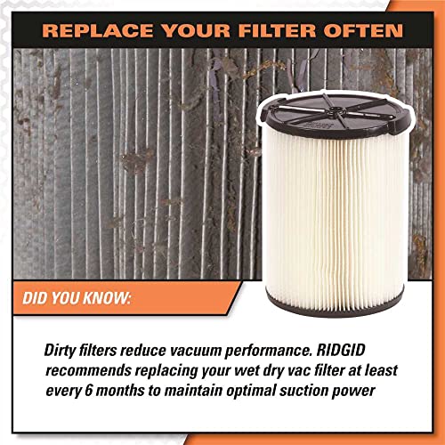 Ridgid Everyday Dirt 1-Layer Pleated Paper Filter #TOP5