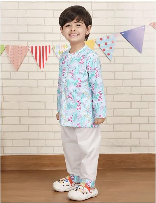 Image of POLKA TOTS 100% Pure Cotton Night Suit for Kids Boys & Girls | Traditional Kurta Pyjama Night wear Set for Kids | Ultra-Soft & Breathable Material Nightwear & Pyjama Set | from 6 Months to 8 Years