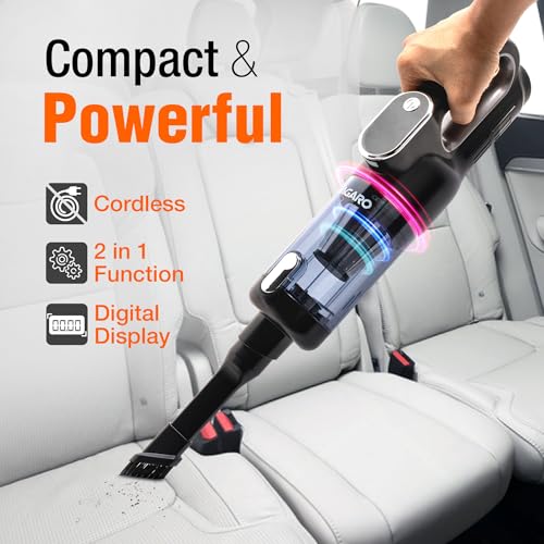 Image of AGARO HVC7799 Cordless Car Vacuum Cleaner, Portable Handheld Vacuum for Car & Home Interiors, 16 kPa High Power Suction, 5000 mAh Rechargeable Battery, Steel HEPA Filter, LED Light, Multiple Nozzles