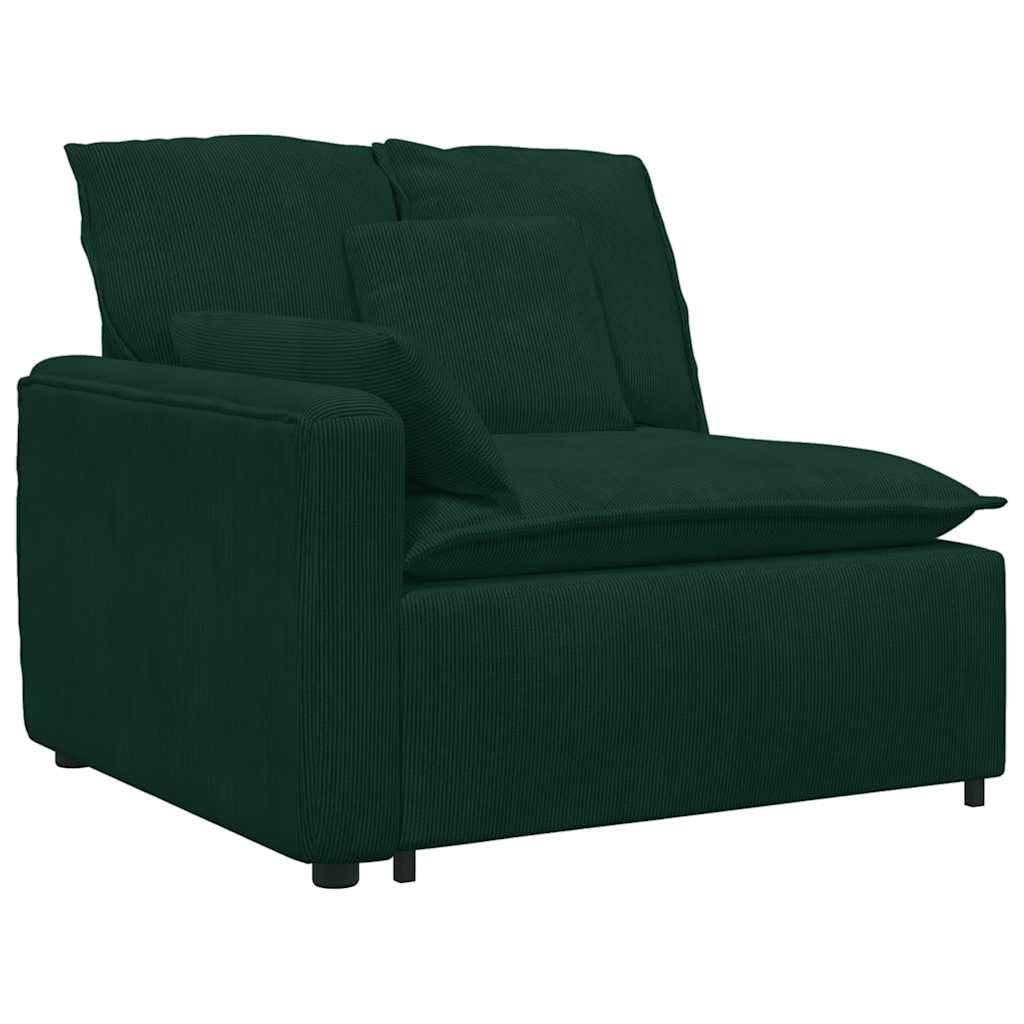 Modułowa aksamitna sofa z poduszkami w kolorze ciemnozielonym, do elastycznego wypoczynku, sofa narożna i szezlong, trwała kanapa z podłokietnikami, elementy siedzenia, przedłużenie