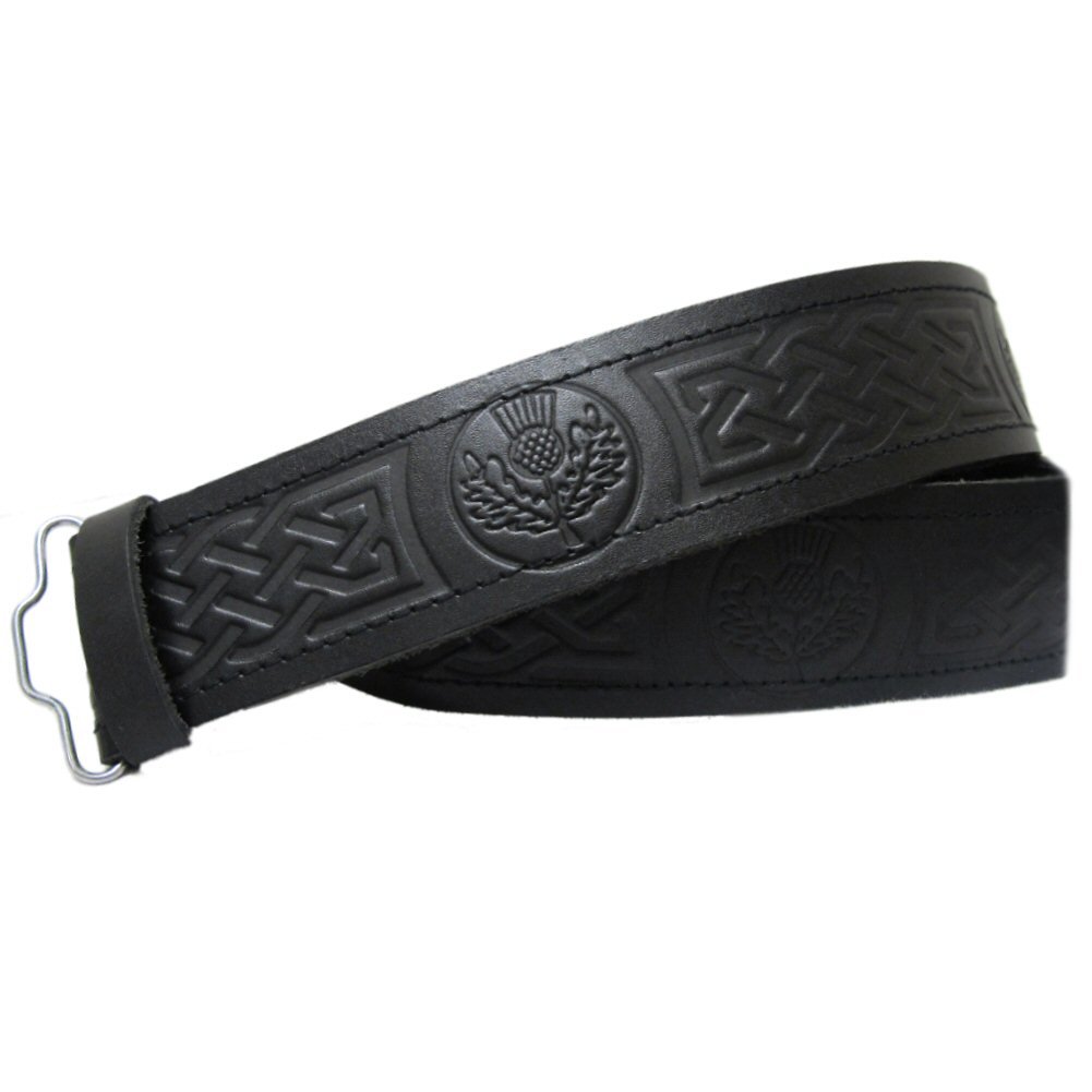 Tartanista Thistle Embossed Leather Kilt Belt Size M - 27" - 36" (69-91cm)