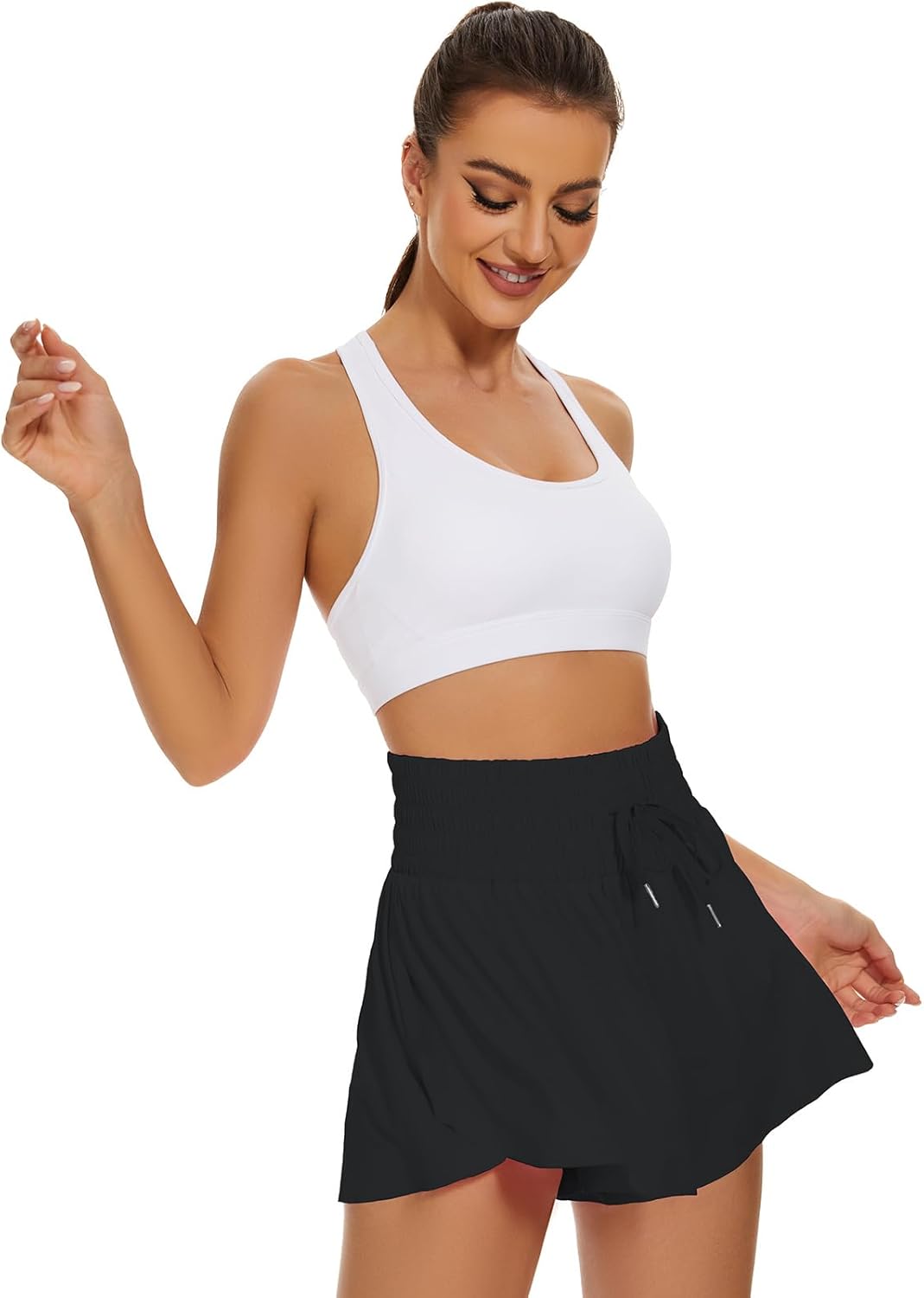 High Waist Flowy Athletic Shorts for Women High Rise Workout Gym Butterfly Shorts - Image 3