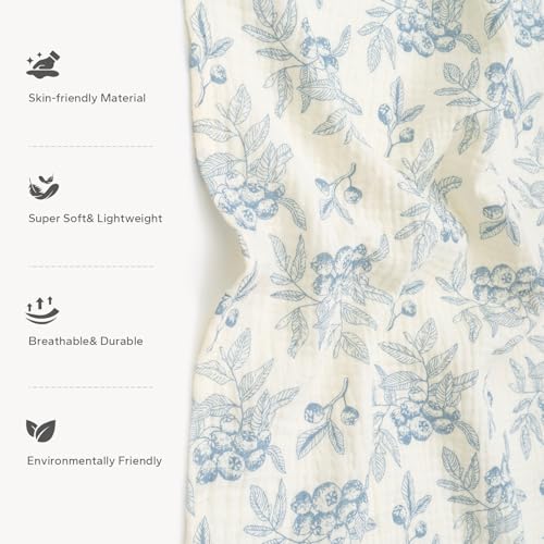 Image of SERAPHY 2-in-1 Muslin Baby Car Seat Cover & Nursing Cover, Soft Lightweight Breastfeeding Cover for Boys and Girls,Breathable Canopy for Infant Carseat & Stroller for Summer-Blueberrie