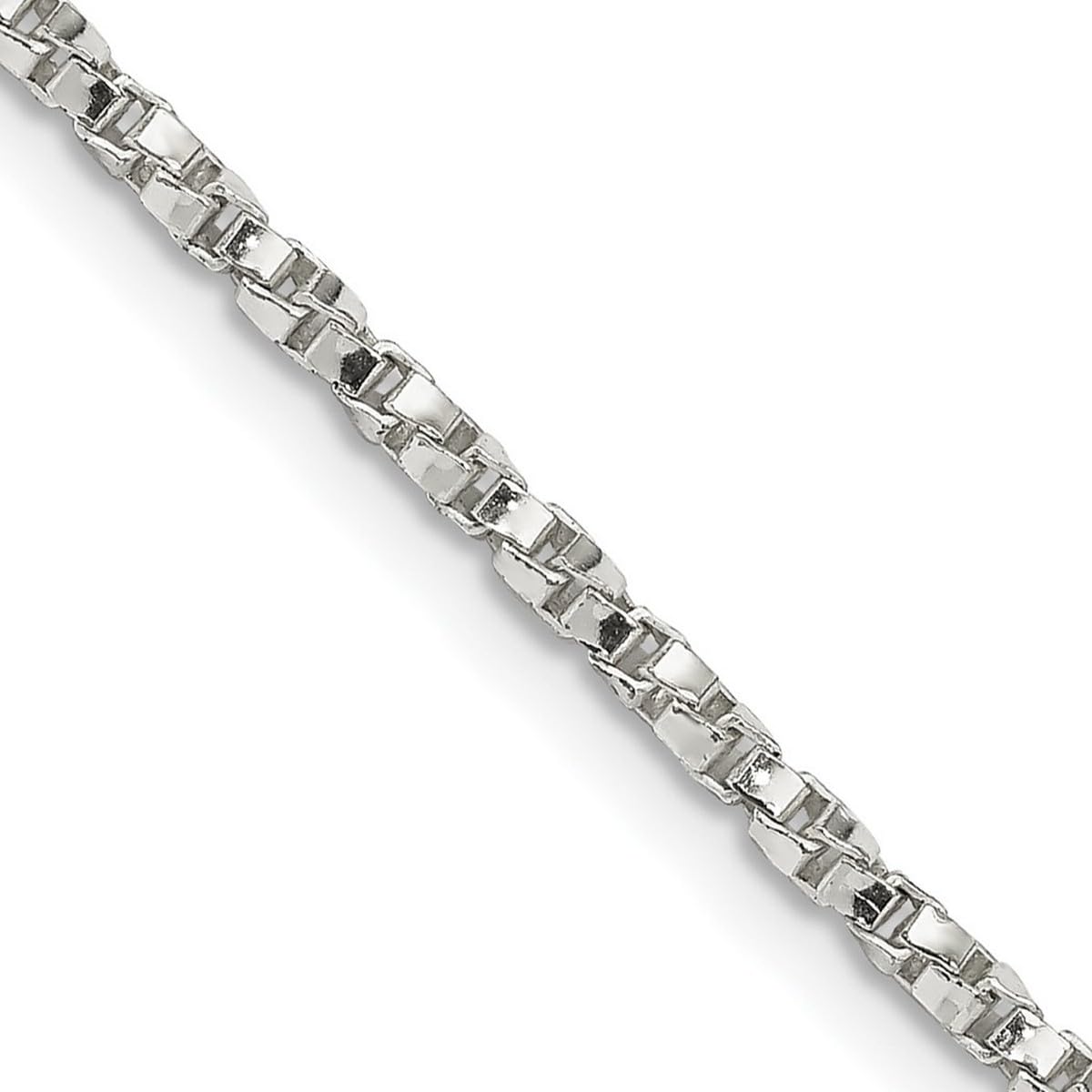 925 Sterling Silver Polished 2.25mm Twisted Box Chain Necklace 24 Inch Lobster Claw - Chain Necklace for Women