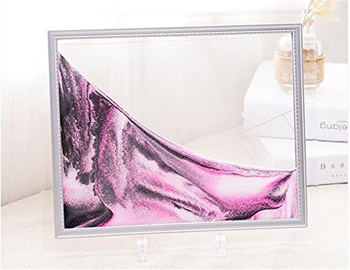 Queenie Medium Size Glass Frame 3D Dynamic Sand Movement Art Flow Sand Drawing for Home Office Decor - Pink Sand