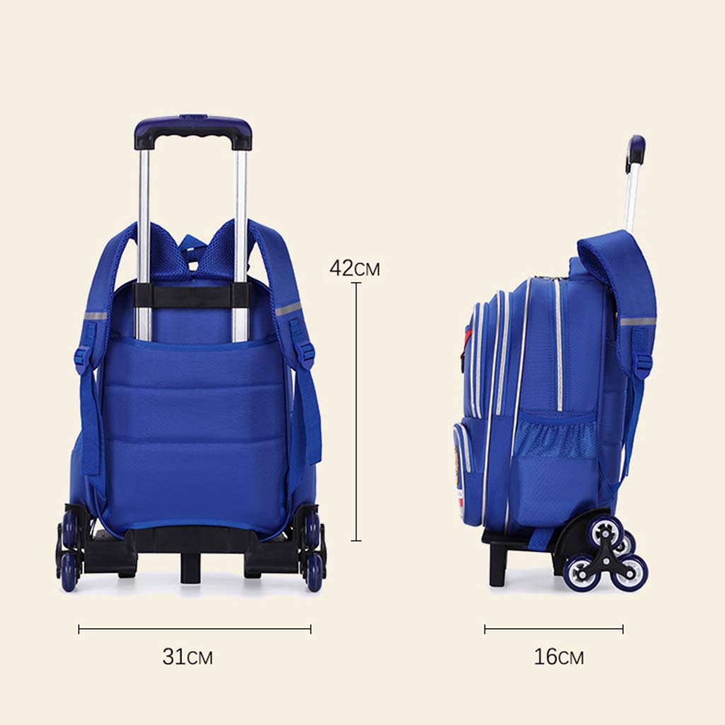 Zaino Trolley per Bambini Wheels Traspirante E Impermeabile Ridurre Il Carico dello Zaino Salire Le Scale con La Borsa da Scuola A Strisce Riflettenti,B