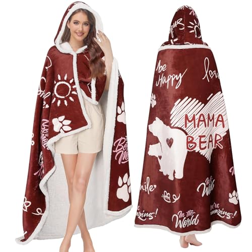 Oversized Hoodie Blanket for Women, Sherpa Blanket Hoodie Snuggie Blanket for Adults, Mom Gifts for Birthday Mother's Day