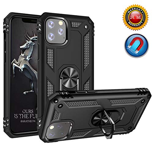 Haobuy Magnética Funda para iPhone 11 Pro, Magnética Soporte Funda Protección Armur Anillo Rotación de 360 Grados, Funda de Silicona TPU a Prueba de Golpes para iPhone 11 Pro (5.8) [Negro]