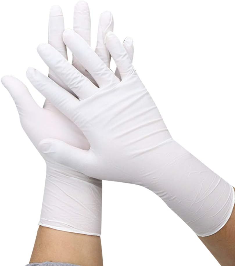 BATH CUBE Latex Medical Examination Disposable Powdered Hand Gloves (White, Small) -Set of 30 Pieces