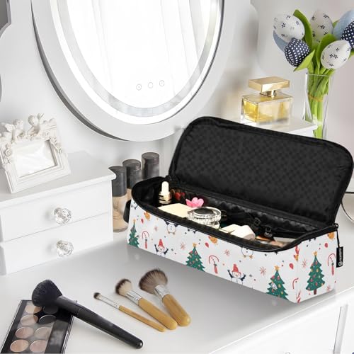 Bolsa de viaje para herramientas de cabello Penguin Reindeer Marble, resistente al calor para planchas, rizadores y accesorios de cuidado capilar, organizador portátil miniatura 7