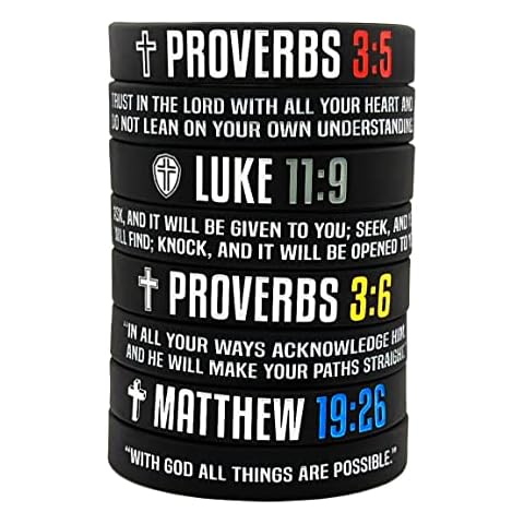 Nuzabee (8-Pack Christian Bible Verses Silicone Bracelets | Religious Gifts Rubber Wristbands for Men, Women | Faith Hope Strength | Positive and Inspirational Messages Cover