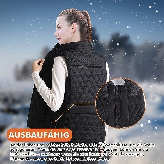 Chaleco para mujer, con calefacción, tamaño ajustable, USB, 3 niveles de calor, con 9 zonas de calefacción, para motocicletas, camping