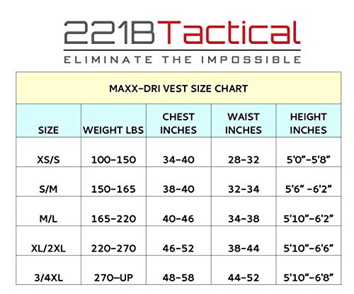 221B Tactical Men's Maxx-Dri 3.0 Body Protection Airflow Ventilation Police Vest, Black, XXX-Large/XXXX-Large